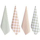 Torchon x4 polycoton imprimé 45x65cm