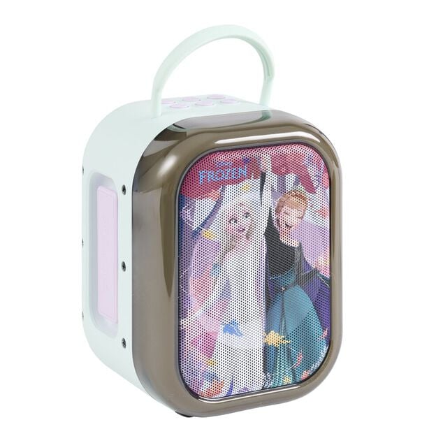 Enceinte karaok&eacute; La reine des neiges bluetooth plastique avec 2 micros H22cm