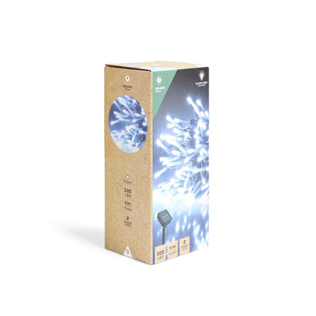 Guirlande lumineuse solaire 100LED blanc froid 9,9m