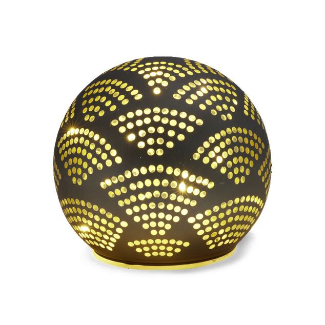 Boule d&eacute;co LED verre et m&eacute;tal grise &Oslash;12cm