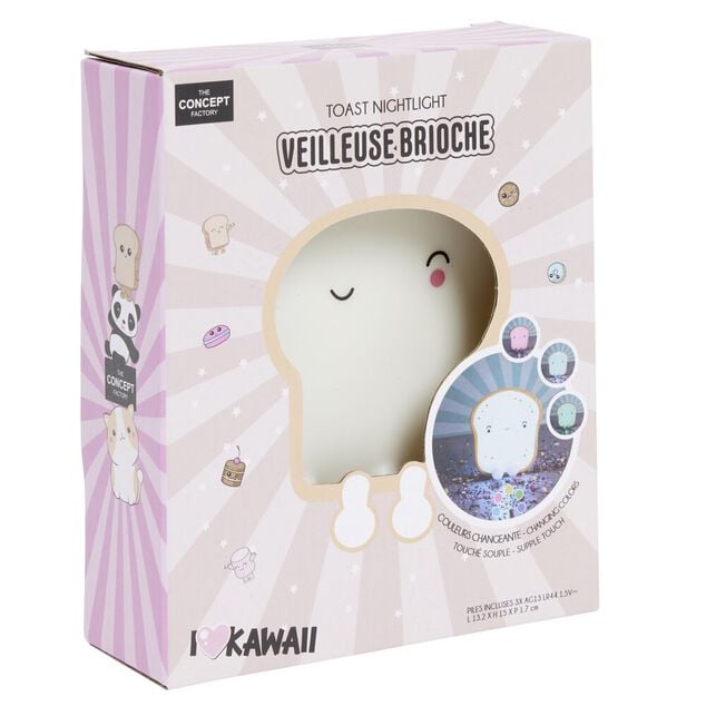 Veilleuse kawaii toast brioche LED couleurs changeantes 13x2xH15cm