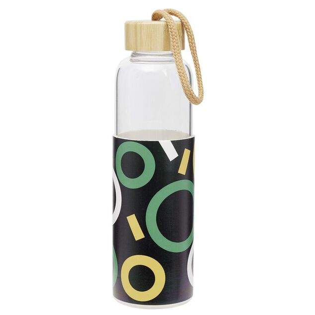 Bouteille en verre avec &eacute;tui silicone antid&eacute;rapant 550ml &Oslash;6,6xH24cm