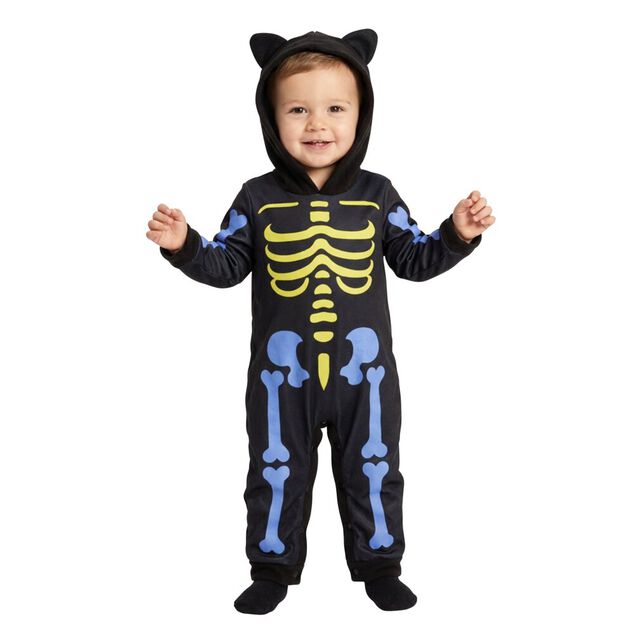 D&eacute;guisement Halloween b&eacute;b&eacute; squelette mignon combinaison noire 6/12 mois