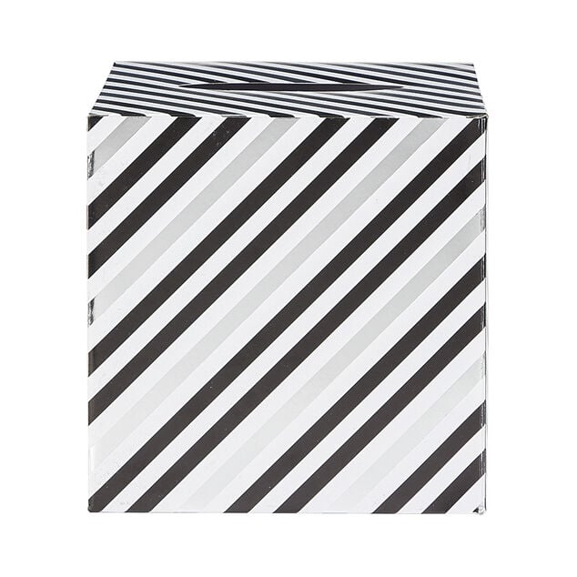 Urne d'anniversaire motif rayé noir et blanc en carton