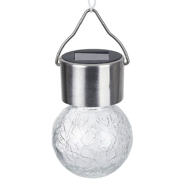 Lampe solaire verre froiss&eacute; &agrave; suspendre