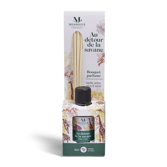 Diffuseur à bâtons Mességué bouquet parfumé vanille ambre musc santal 50ml