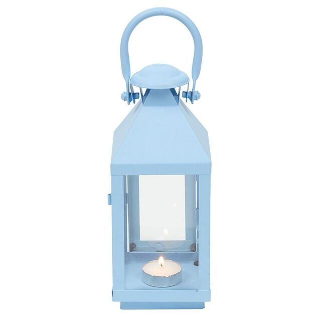 Lanterne photophore en métal bleu