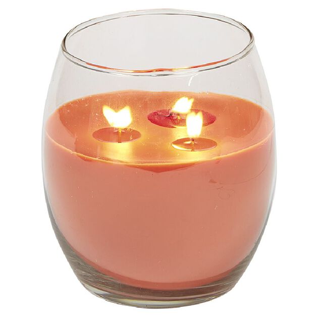 Bougie dans verre orange &Oslash;14 cm