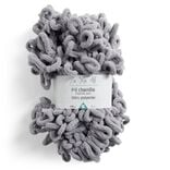 Pelote fil à tricoter 9m effet chenille polyester gris clair 100g