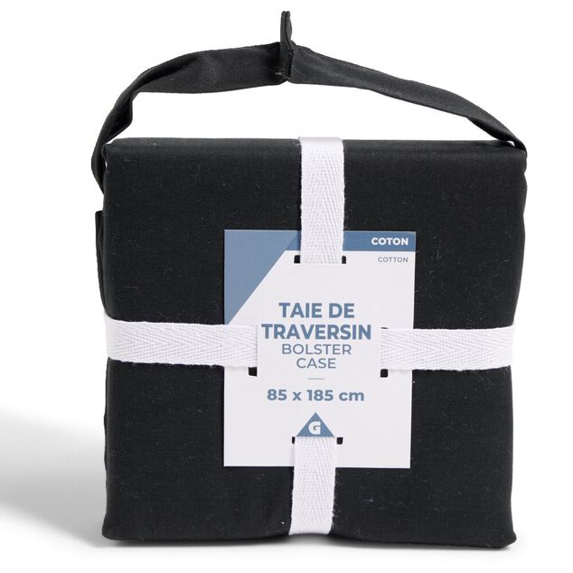 Taie de traversin 85x185cm 100% coton noir