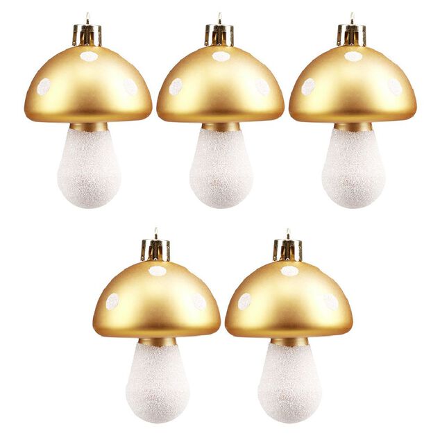 Champignon &agrave; suspendre orange et blanc iridescent H.8,5 cm x5