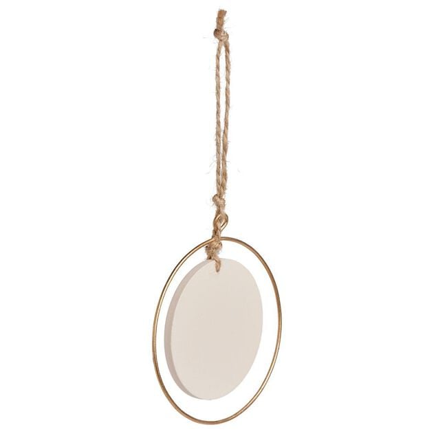 Suspension anneau dor&eacute; avec cercle blanc 8xH17cm
