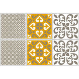 Sticker imitation carreau de ciment 10x10 cm moutarde x6