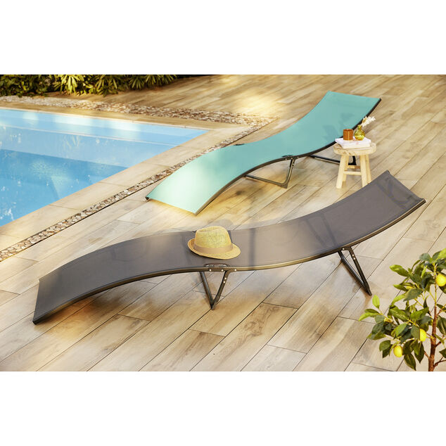 Bain de soleil Weavy acier et textil&egrave;ne gris 198x54xH50cm