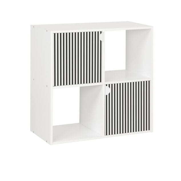 &Eacute;tag&egrave;re Adam 4 cases 2 portes en bois blanc L60xP29,5xH60cm