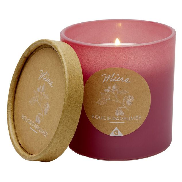 Bougie dans pot rond avec couvercle kraft senteur mûre