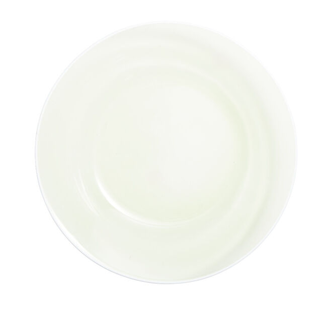 Assiette creuse verre vert transparent liser&eacute; blanc &Oslash;23cm