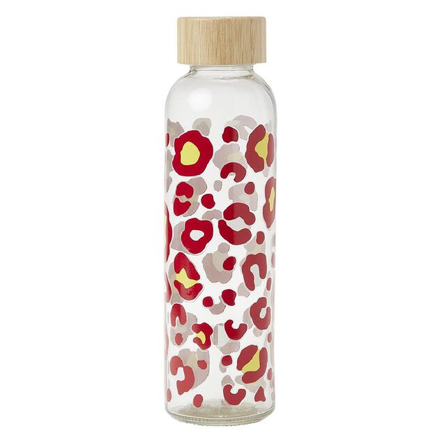 Gourde bouteille en verre avec bouchon bambou 500ml &Oslash;6,5xH22cm