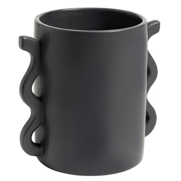 Pot en c&eacute;ramique noir avec multi anses 11x13xH8cm