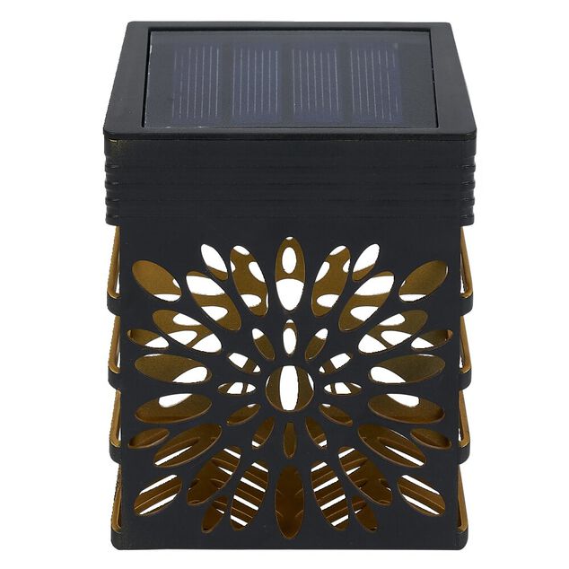 Lampe solaire design fleur plastique noir 7,6x5,2xH10,3cm