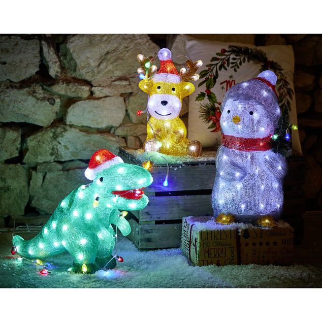 Décoration de Noël extérieure lumineuse dinosaure LED blanc froid 56x22xH35cm