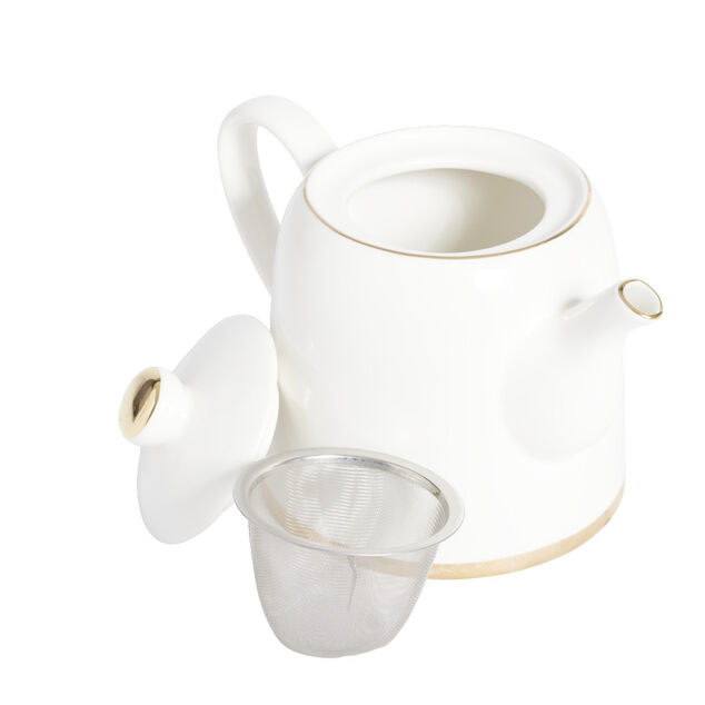 Th&eacute;i&egrave;re 1L fa&iuml;ence blanc et dor&eacute; &Oslash;12xH15xm