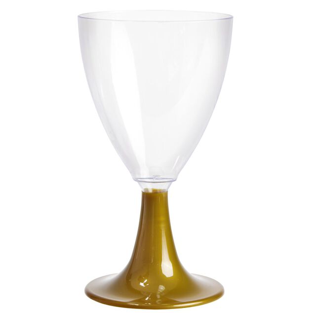 Verre &agrave; vin X8 pcs 20 cl pied dor&eacute; plastique &Oslash;6XH17 cm