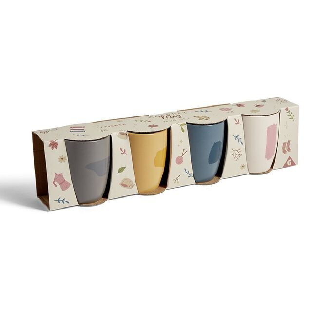Coffret 4 mug fa&iuml;ence 35cl
