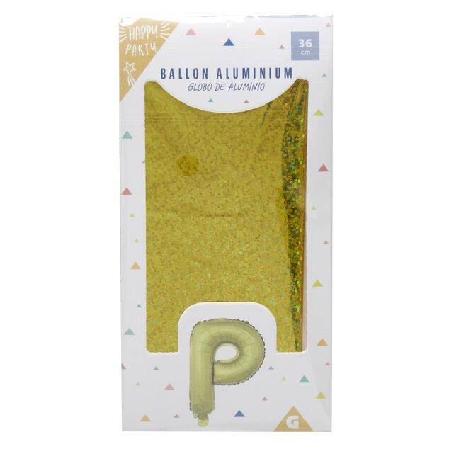 Ballon forme lettre P aluminium (2 modèles doré ou argenté)