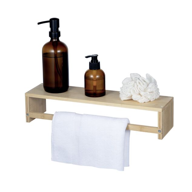 &Eacute;tag&egrave;re salle de bain porte serviette en bambou 40,8x8,9xH11cm