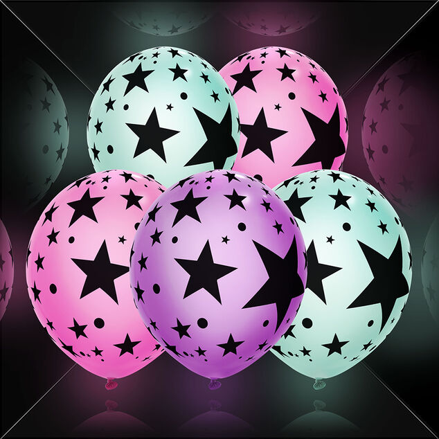 Ballon lumineux LED Illooms motifs &eacute;toiles x5