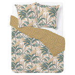 Parure de lit 2 personnes 240x220cm réversible feuillage exotique marron