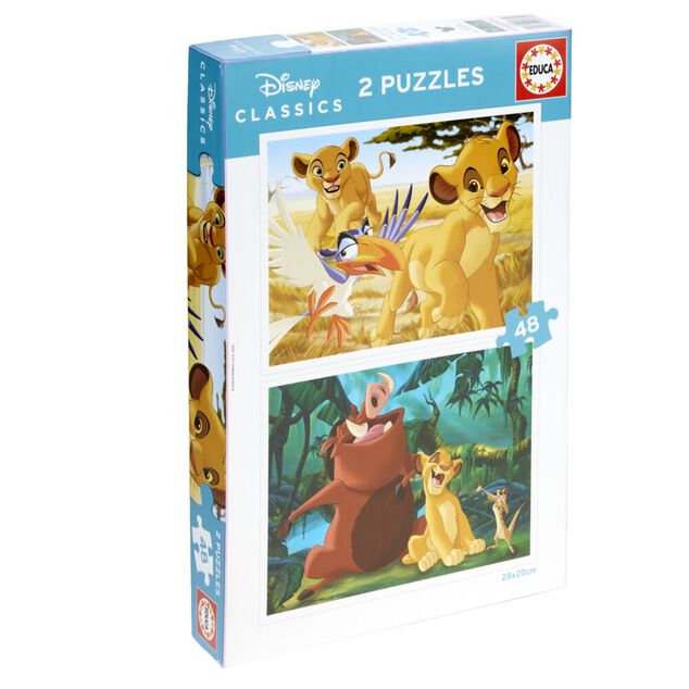 Puzzle enfant x2 Disney Le roi lion 48 pi&egrave;ces recto-verso