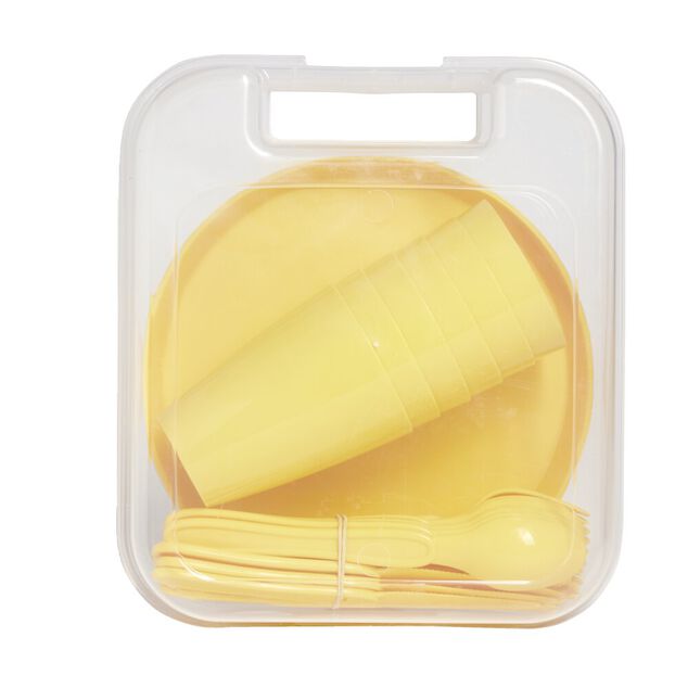 Service de pique-nique pour 6 personnes plastique jaune