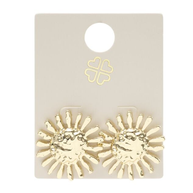 Boucles d'oreilles zinc soleil jaune dor&eacute; &Oslash;1,5cm