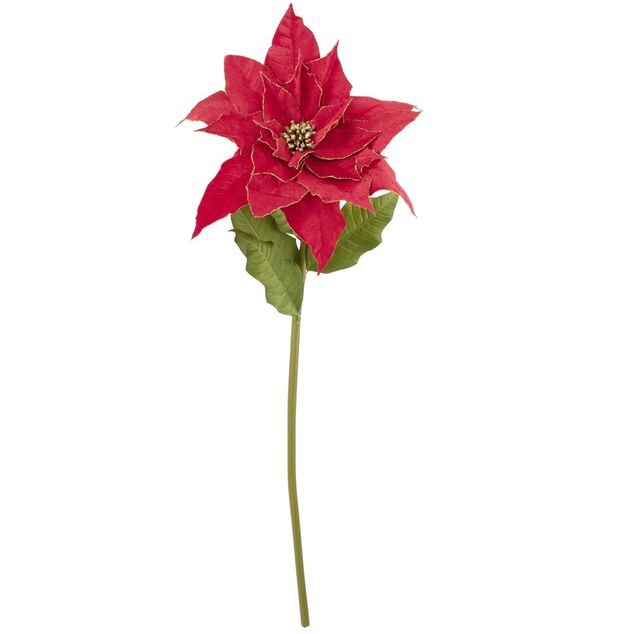 Fleur de No&euml;l artificielle XL poinsettia paillet&eacute;e rouge H150cm