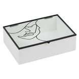 Bo&icirc;te en bois couvercle d&eacute;co feuille 17x12xH5,5cm