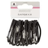 Élastique noir fil métallique brillant x20