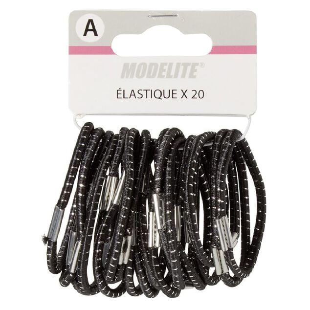 Élastique noir fil métallique brillant x20