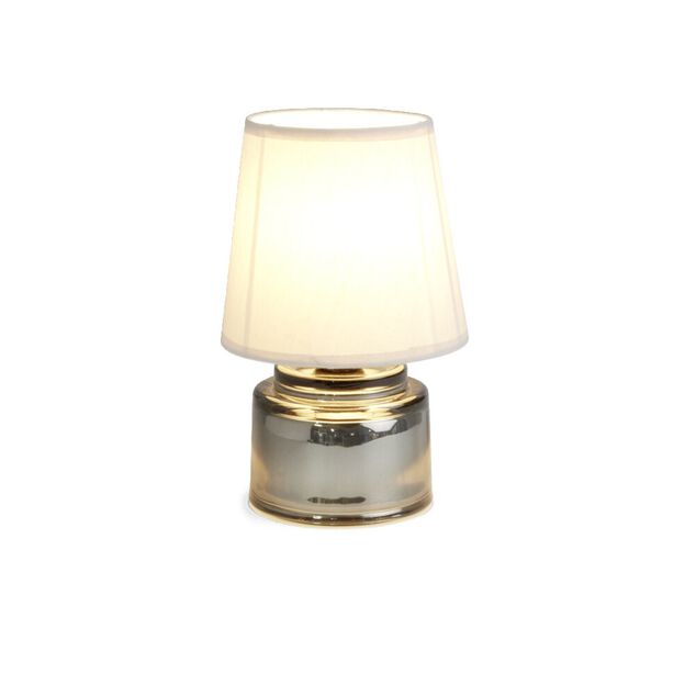 Lampe &agrave; poser &Oslash;12xH22cm verre et polyester gris argent&eacute;