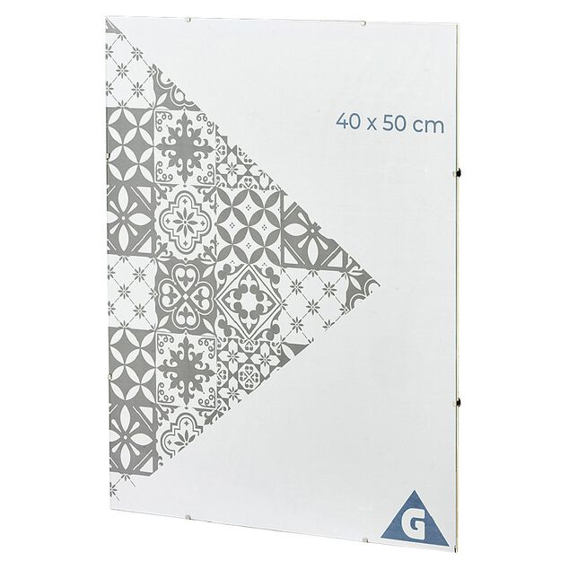 Cadre sous verre contour argenté 40 x 50 cm