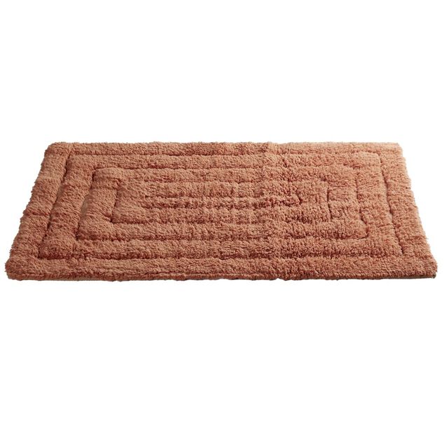 Tapis salle de bain rectangulaire coton terracotta 45x70cm