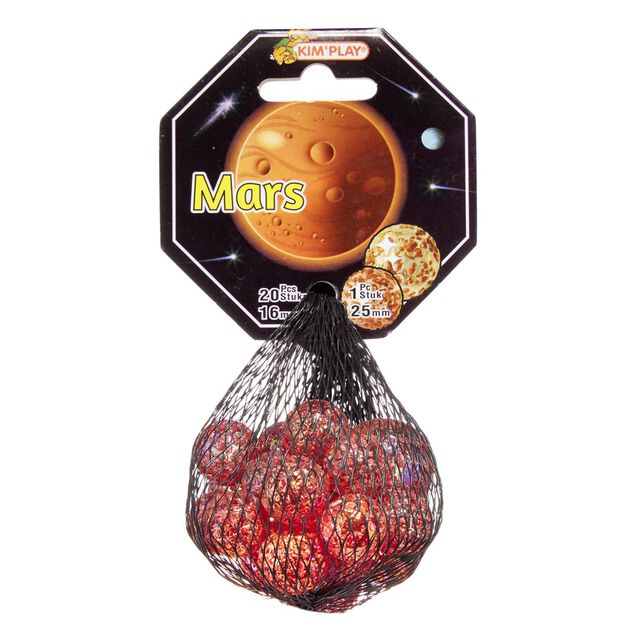 Bille en verre x20 + 1 boulard rouge Mars