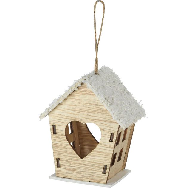 Suspension maison lumineuse en bois H8,5 cm