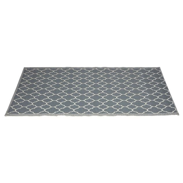 Tapis de jardin India motif chevron gris et blanc