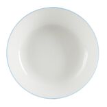 Assiette creuse porcelaine blanc liser&eacute; bleu clair &Oslash;20cm