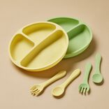 Assiette enfant compartimentée en silicone avec ventouse Ø20xH3,5cm (2 modèles)