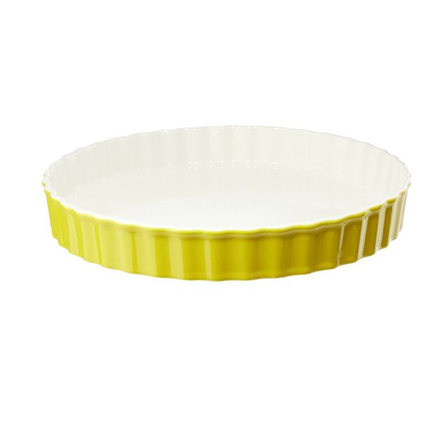 Plat &agrave; tarte en c&eacute;ramique contour color&eacute; &Oslash;27xH4cm (3 mod&egrave;les)