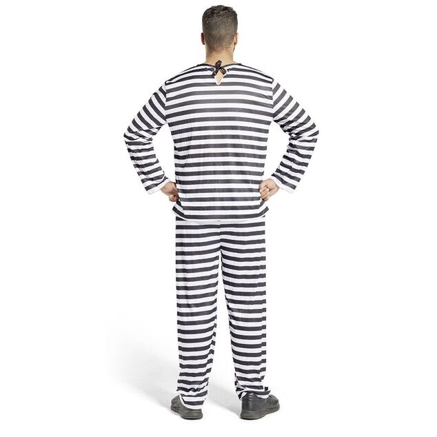 D&eacute;guisement prisonnier ray&eacute; noir blanc adulte - Taille L