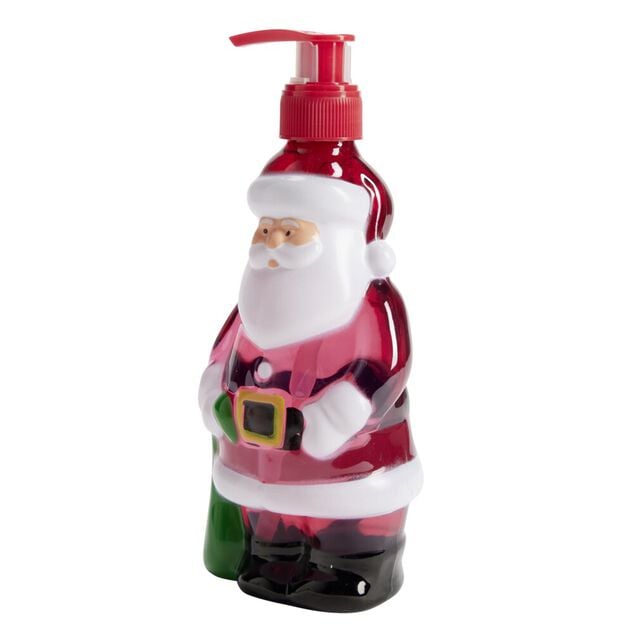 Savon mains liquide flacon P&egrave;re No&euml;l plastique rouge et blanc 340ml